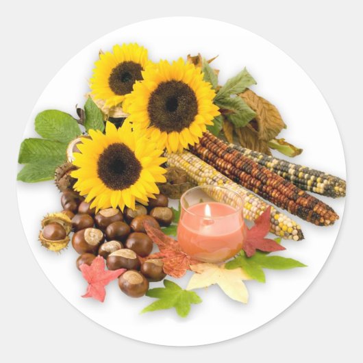Herbstflorale Erweiterung Runder Aufkleber (Vorderseite)