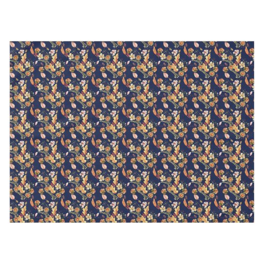 Herbstflorale Feier Navy Tableclout Tischdecke (Vorderseite (Horizontal))