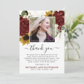 Herbstflorale Foto Dankeskarte (Stehend Vorderseite)