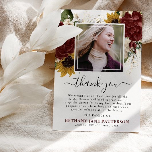 Herbstflorale Foto Dankeskarte