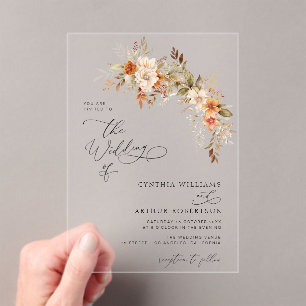 Herbstflorale Hochzeit Acryleinladungen