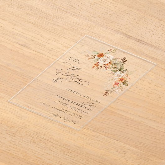Herbstflorale Hochzeit Acryleinladungen (Ablage )