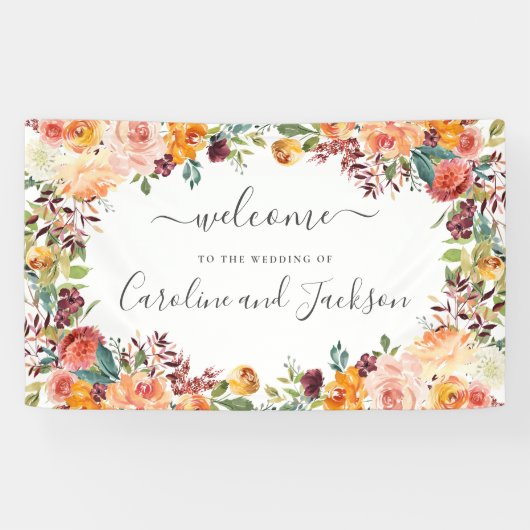 Herbstflorale Hochzeit Banner (Horizontal)