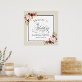 Herbstflorale Hochzeit Begrüßung Poster (Küche)