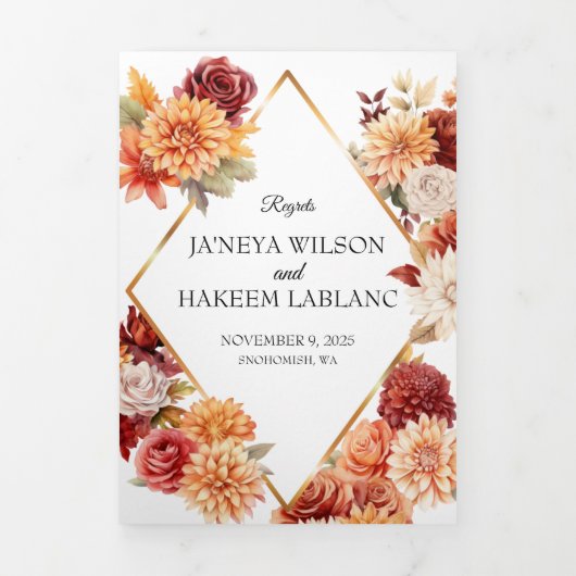 Herbstflorale Hochzeit Einladung Tri-Fold (Cover)