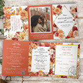 Herbstflorale Hochzeit Einladung Tri-Fold