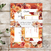 Herbstflorale Hochzeit Einladung Tri-Fold