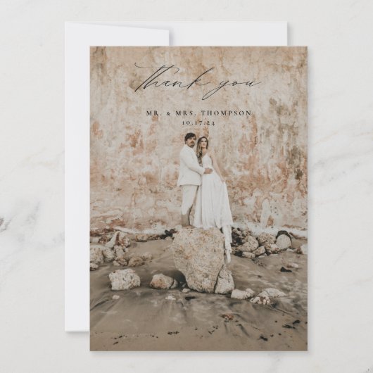 Herbstflorale Hochzeit Foto Dankeskarte (Vorderseite)