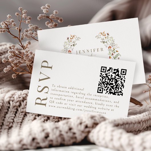 Herbstflorale Hochzeit im Herbst UAWG QR-Code Begleitkarte