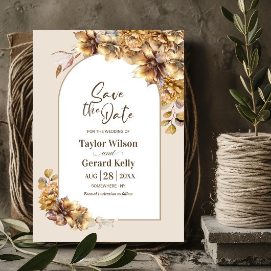 Herbstflorale Hochzeit Sichern Sie das Datum Save The Date