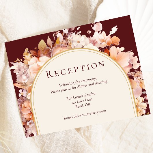 Herbstflorale Hochzeitsempfang Begleitkarte