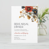 Herbstflorale Hochzeitsessen Probe Einladung (Stehend Vorderseite)