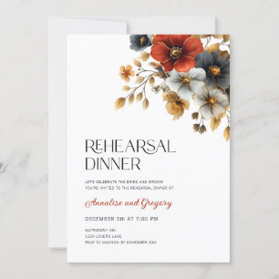 Herbstflorale Hochzeitsessen Probe Einladung