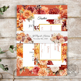 Herbstflorale Hochzeitsfeier Einladung Bauchband Einladungsbanderole