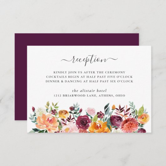 Herbstflorale Hochzeitskarte Einladung (Vorne/Hinten)