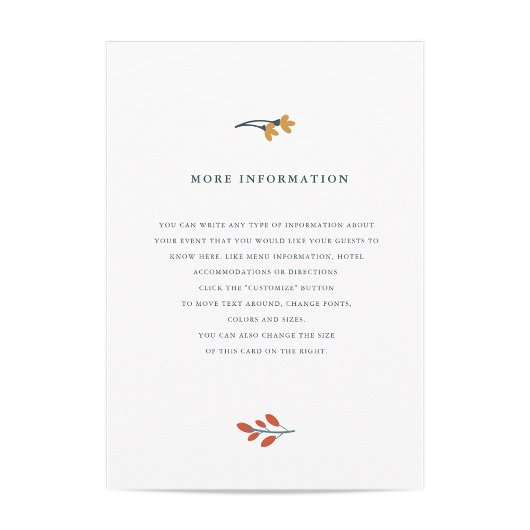 Herbstflorale Hochzeitstagung Begleitkarte