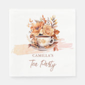 Herbstflorale Hütte Teacup Party Serviette (Vorderseite)