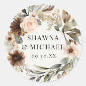 Herbstflorale Pfirsich Terracotta Runder Aufkleber (Vorderseite)