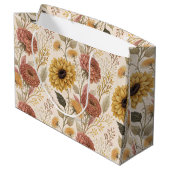 Herbstflorale Print Large Gift Bag Große Geschenktüte (Rückseite Schrägansicht)
