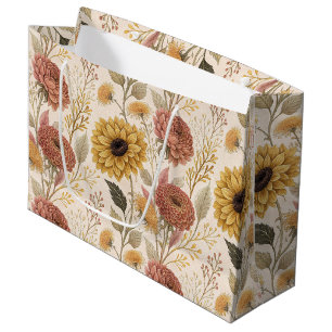 Herbstflorale Print Large Gift Bag Große Geschenktüte