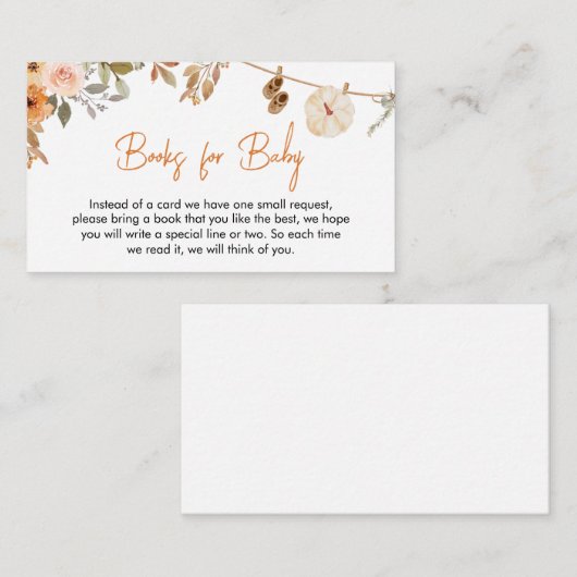 Herbstflorale Pumpkin Baby Duschbücher für Baby Begleitkarte (Vorne/Hinten)