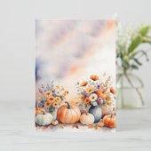 Herbstflorale Pumpkins Hintergrund Einladung (Stehend Vorderseite)