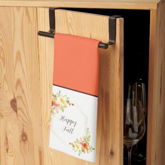 Herbstflorale Rahmen mit individualisierbarer Text Geschirrtuch (Drittel gefaltet)