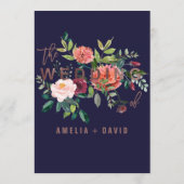 Herbstflorale Rose Gold Dinner Menü Karte (Rückseite)