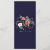 Herbstflorale Rose Gold Dinner Menü Karte (Rückseite)