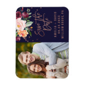 Herbstflorale Rose Gold Save the Date Foto Magnet (Vertikal)