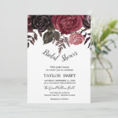 Herbstflorale Rose Goldreich Brautparty Einladung (Stehend Vorderseite)