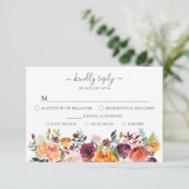 Herbstflorale RSVP-Karte mit Wahlmöglichkeit Einladung (Stehend Vorderseite)