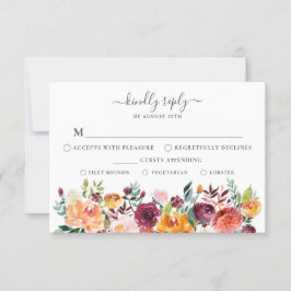 Herbstflorale RSVP-Karte mit Wahlmöglichkeit Einladung