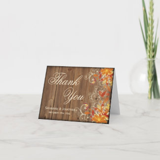 Herbstflorale Rustikale Hochzeit im Herbst Dank Ka Dankeskarte