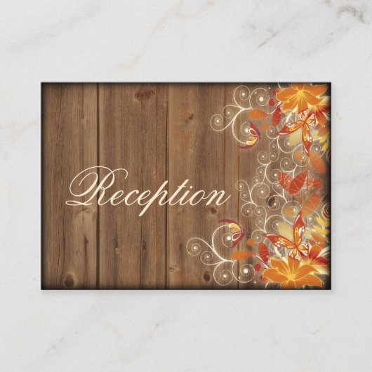 Herbstflorale Rustikale Hochzeit im Herbst Empfang Begleitkarte (Vorderseite)