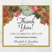 Herbstflorale Rustikale Hochzeit Vielen Dank Alkoholflaschenetikett (Einzelnes Label)