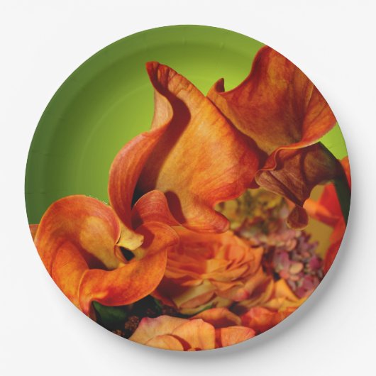 Herbstflorale Rustikale Hochzeitstagung Pappteller (Vorderseite)