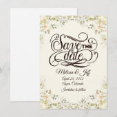 Herbstflorale Save the Date Einladung (Vorne/Hinten)
