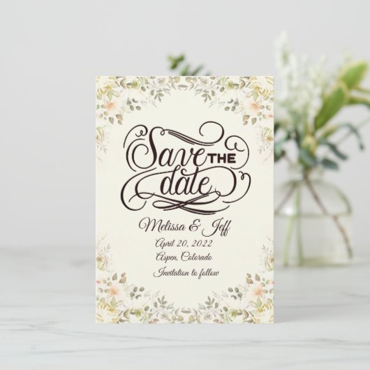Herbstflorale Save the Date Einladung (Stehend Vorderseite)