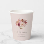 Herbstflorale Teacup Liebe Braut Brautparty Pappbecher (Vorderseite)