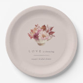 Herbstflorale Teacup Liebe Braut Brautparty Pappteller (Vorderseite)