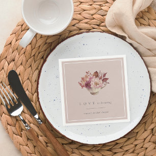 Herbstflorale Teacup Liebe Braut Brautparty Serviette