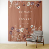 Herbstflorale Terracotta Hochzeit Hintergrund Wandteppich (Beispiel)