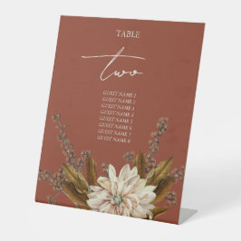 Herbstflorale Terracotta Hochzeit im Herbst Tischn Sockelschild