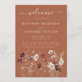 Herbstflorale Terracotta Hochzeit Programm (Vorderseite)