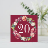 Herbstflorale Tischnummer Burgund (Stehend Vorderseite)