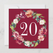 Herbstflorale Tischnummer Burgund (Vorderseite)