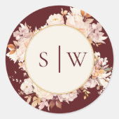 Herbstfloraler Burgunder-Umschlag Aufkleber (Vorderseite)