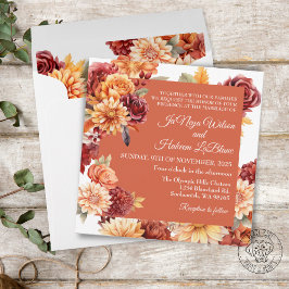 Herbstfloraler Hochzeitsplatz Einladung