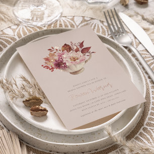 Herbstfloraler Teacup Herbst Brautparty Tee Folieneinladung
